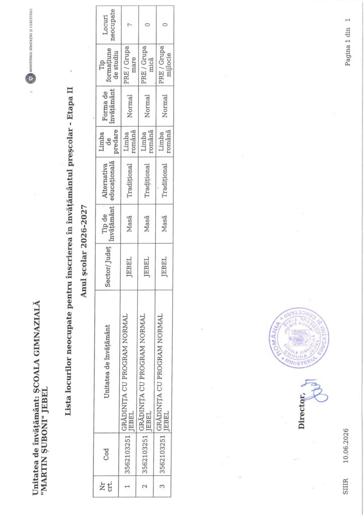 GRADINITA LOCURI LIBERE ETAPA II