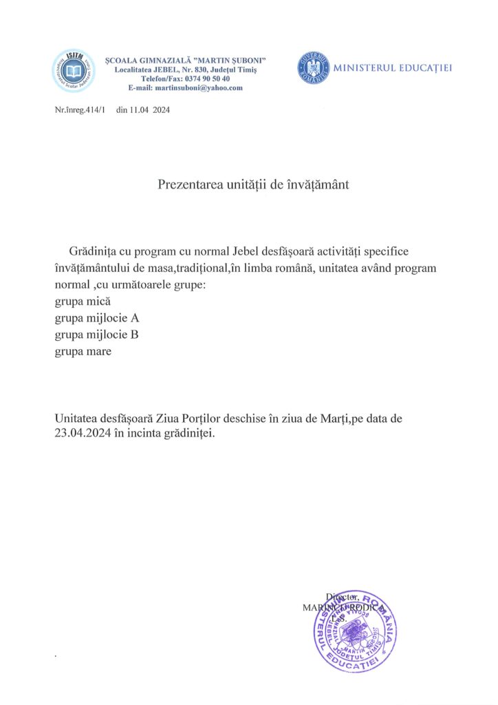 PREZENTAREA GRADINITEI